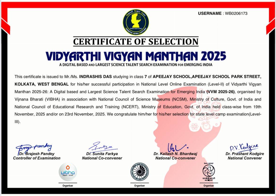 Vidyarthi Vigyan Manthan (VVM) 2025 achievement